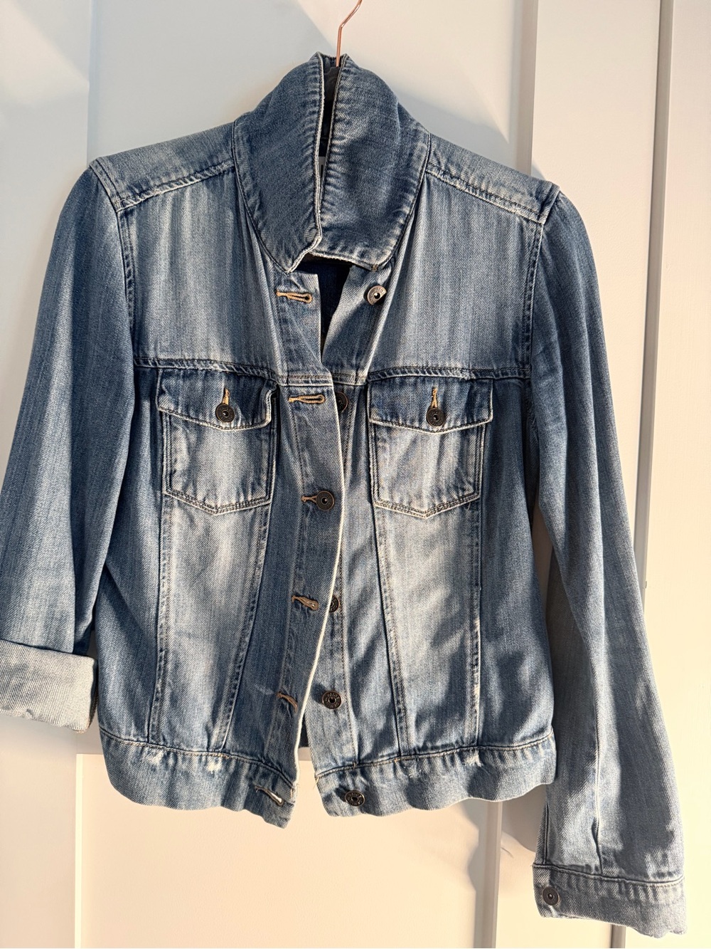 PAIGE Light Wash Denim Jacket in Faded Blue